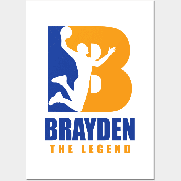 Brayden Custom Player Basketball Your Name The Legend Wall Art by Baseball Your Name